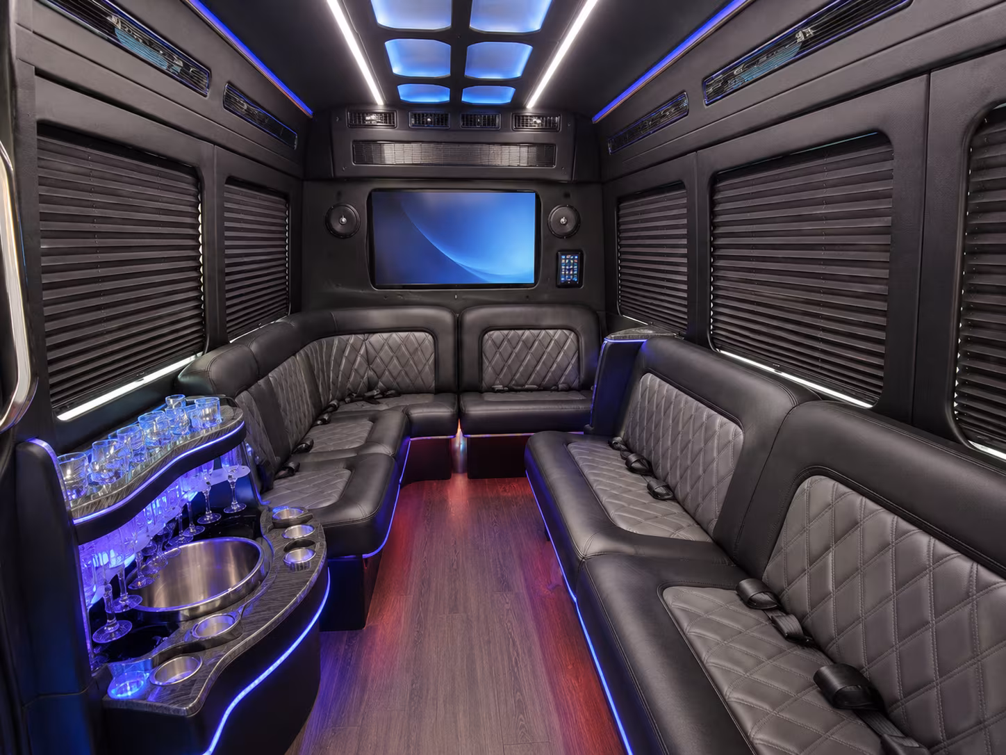 millcreek 18 passenger party bus interior