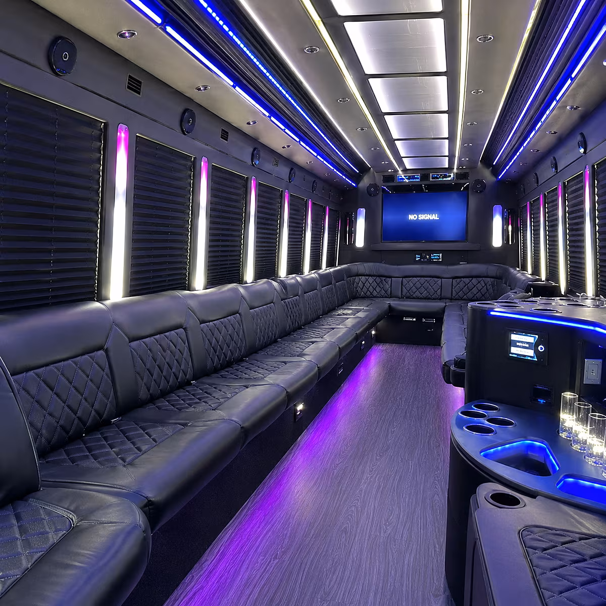 millcreek 30 passenger party bus inside