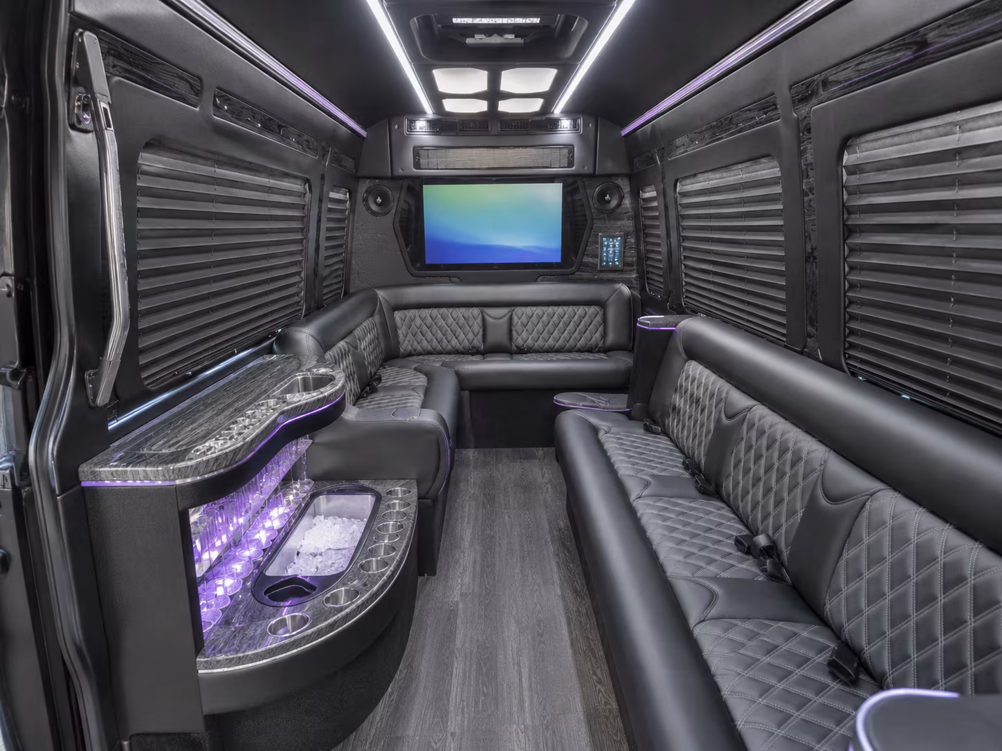 millcreek 40 passenger party bus inside